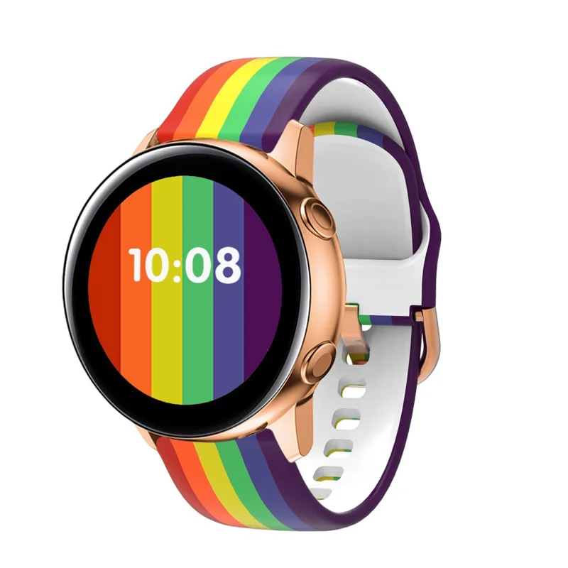 Colorful Pattern Printed Silicone Watch Band for Samsung Galaxy Watch Active 22mm - Rainbow