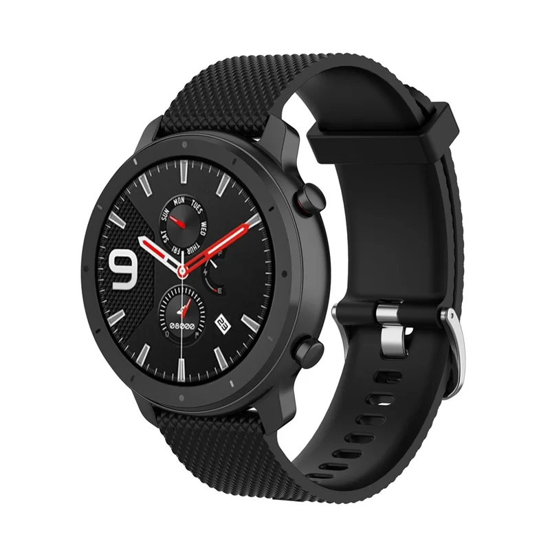 Textured Silicone Watch Band for Huawei Watch GT2 42mm, Size: L - Black
