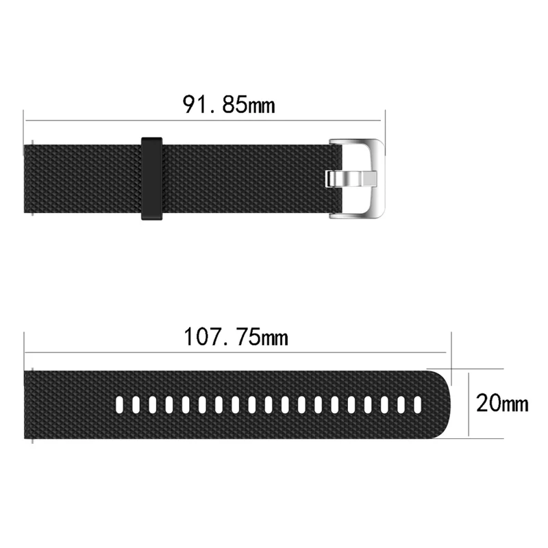 Textured Silicone Watch Band for Huawei Watch GT2 42mm, Size: L - Black