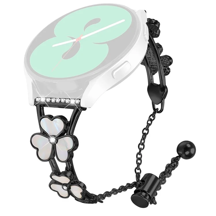 Bracelet de montre pour Huawei Watch GT 3 42 mm, décor en trèfle en alliage de zinc métallique - Noir
