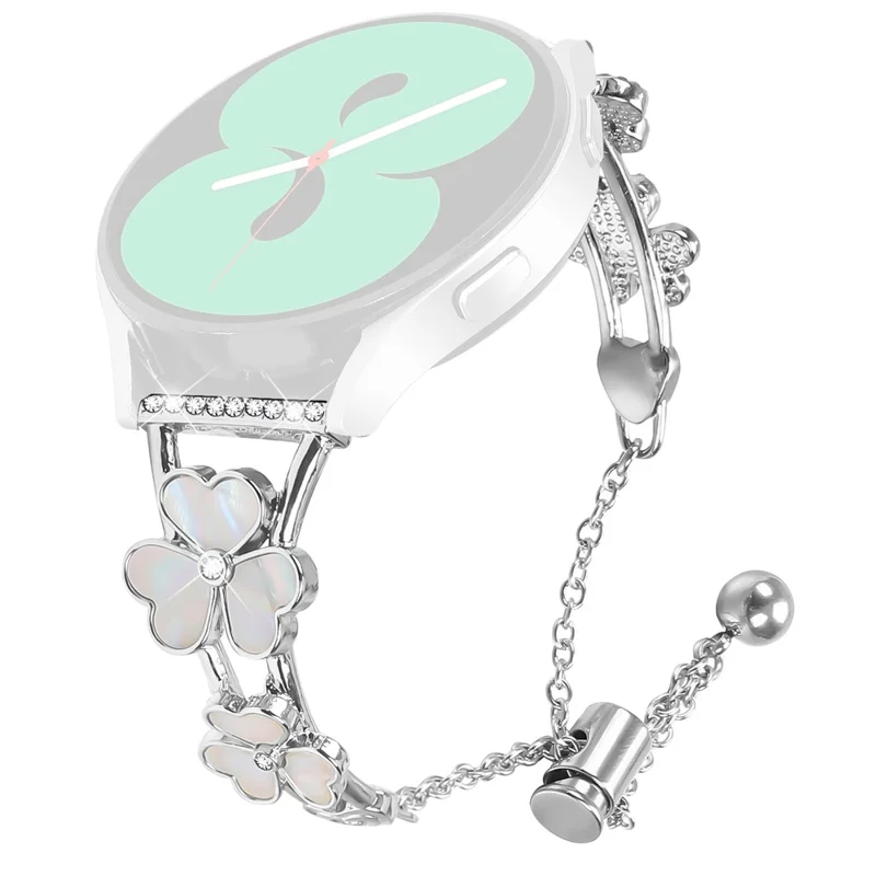 For Coros Apex 2 Watchband Heart Clover Decor Silver Zinc Alloy Metal Strap