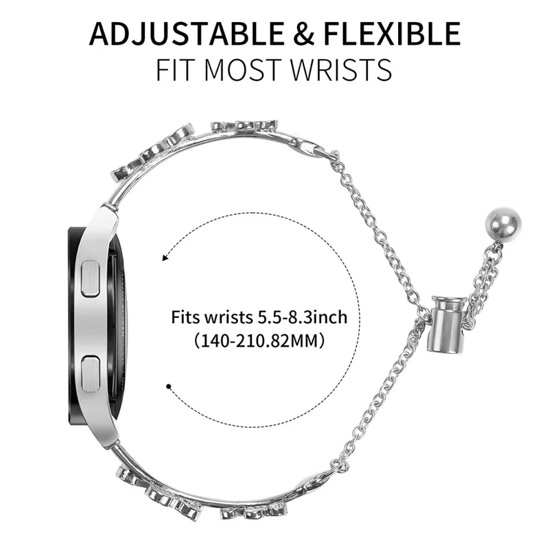 For Garmin Forerunner 645 / Forerunner 645 Music Watchband Heart Clover Decor Silver Zinc Alloy Metal Strap