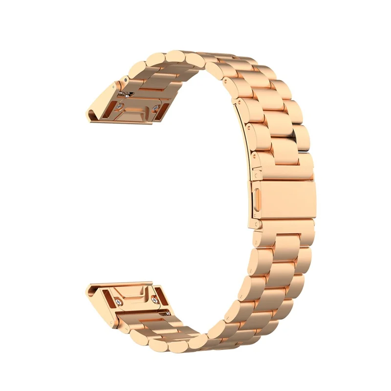 20mm Três Contas de Aço Inoxidável Relógio de Relógio de Reposição de Relógio de Relógio Para Garmin Fenix ​​6s - Rosa Ouro