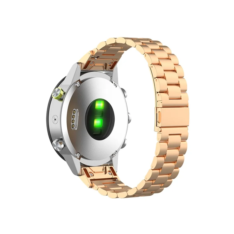 20mm Três Contas de Aço Inoxidável Relógio de Relógio de Reposição de Relógio de Relógio Para Garmin Fenix ​​6s - Rosa Ouro