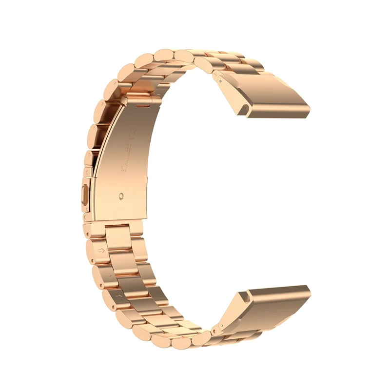 20mm Três Contas de Aço Inoxidável Relógio de Relógio de Reposição de Relógio de Relógio Para Garmin Fenix ​​6s - Rosa Ouro