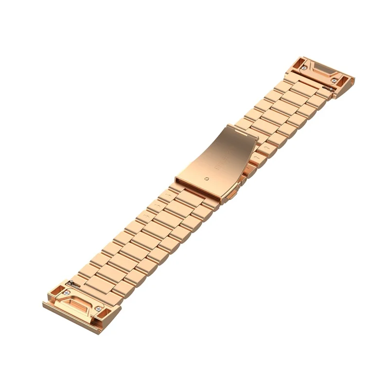 20mm Três Contas de Aço Inoxidável Relógio de Relógio de Reposição de Relógio de Relógio Para Garmin Fenix ​​6s - Rosa Ouro