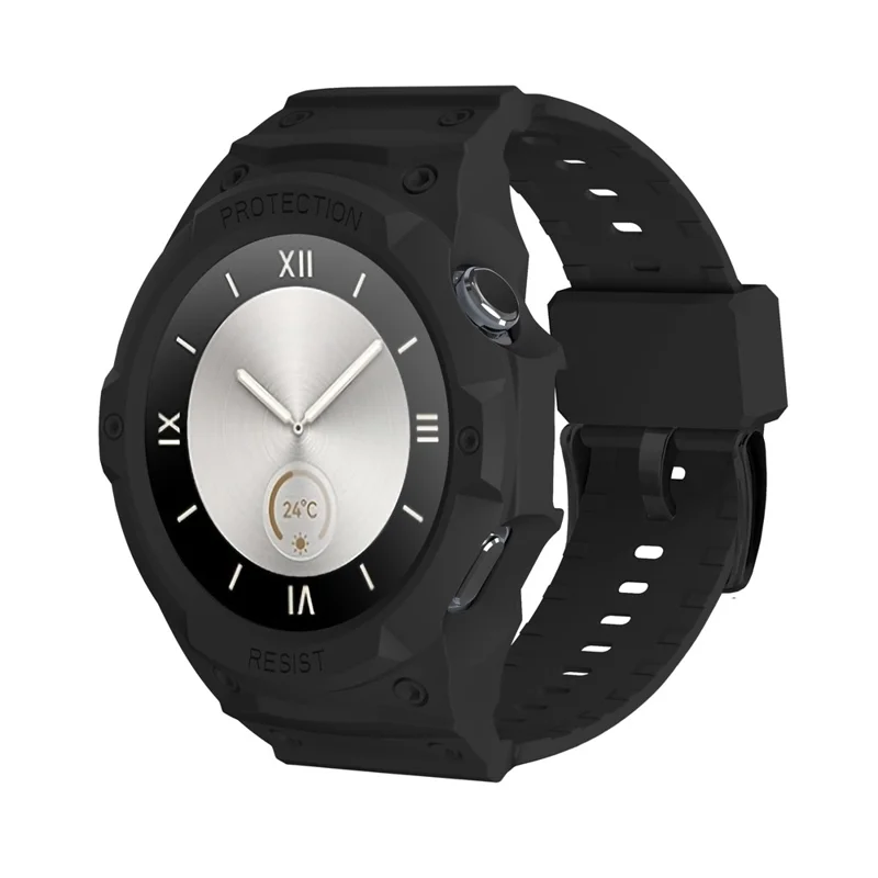 For Huawei Watch GT 5 46mm / GT 4 46mm TPU Watchband Integrated with Anti Drop Watch Case - Black