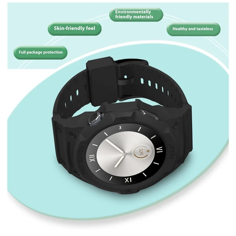 For Huawei Watch GT 5 46mm / GT 4 46mm TPU Watchband Integrated with Anti Drop Watch Case - Black