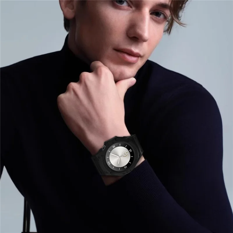 For Huawei Watch GT 5 46mm / GT 4 46mm TPU Watchband Integrated with Anti Drop Watch Case - Black