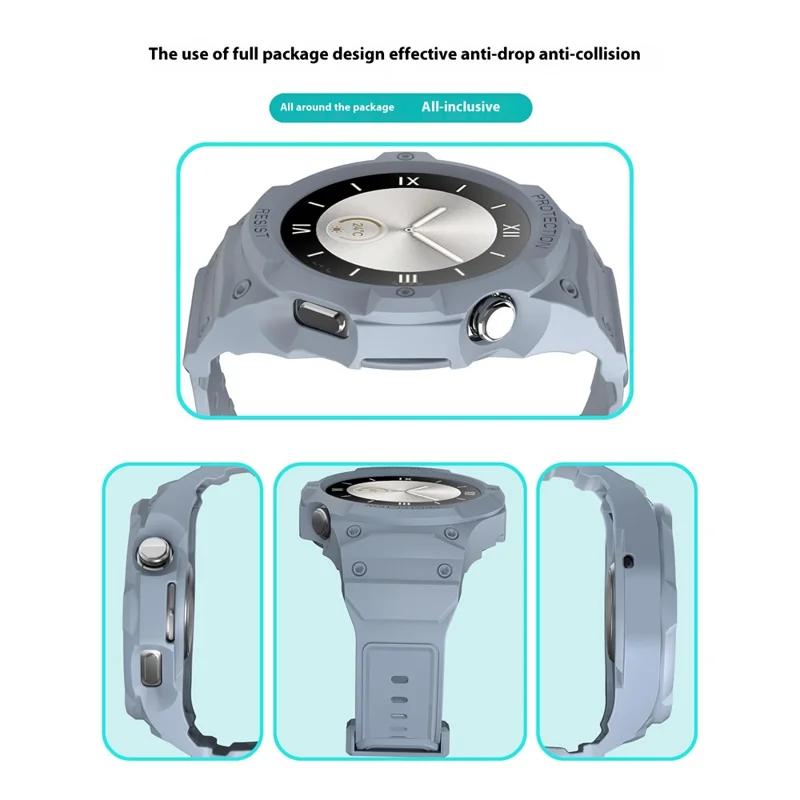 For Huawei Watch GT 5 46mm / GT 4 46mm TPU Watchband Integrated with Anti Drop Watch Case - Light Grey