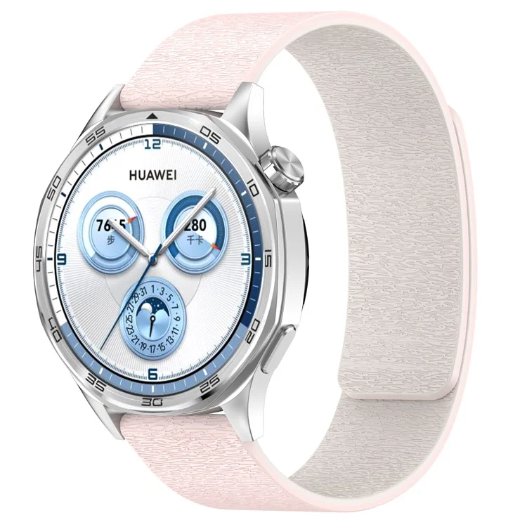 Armband für Huawei Watch GT 5 Pro / GT 5 / GT 4 / GT 3 / GT 2 46mm Wolken-Holzmaserung Universal 22mm Silikon Magnetband - Rosa+Sternenlicht