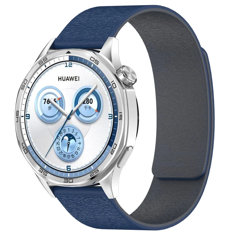Watch Band for Huawei Watch GT 5 Pro / GT 5 / GT 4 / GT 3 / GT 2 46mm Cloud Wood Grain Universal 22mm Silicone Magnetic Strap - Midnight Blue+Grey
