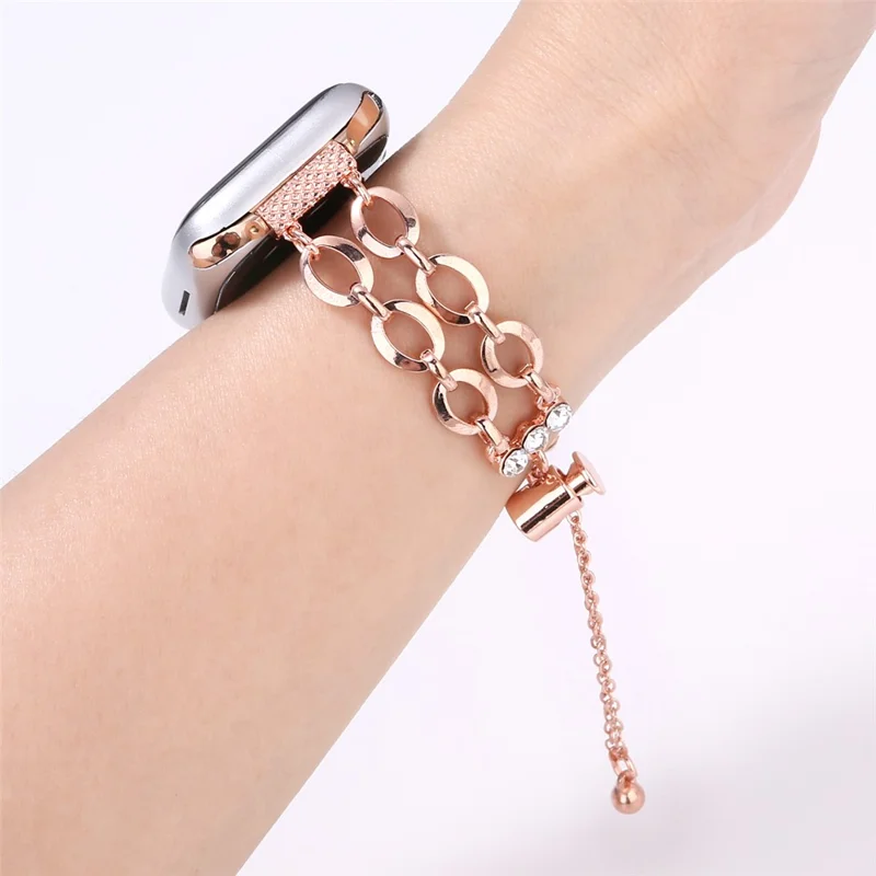 Double Chain Watch Band for Apple Watch Series 11 10 42mm / 9 8 7 41mm / SE3 SE2 SE 6 5 4 40mm / 3 2 1 38mm Replacement Strap - Silver