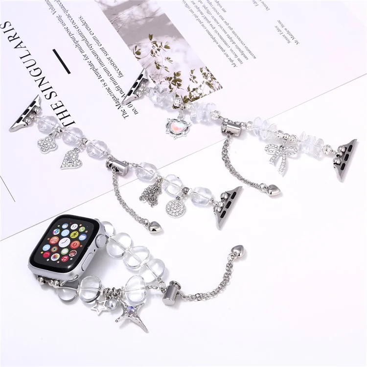 Replacement Strap for Apple Watch Series 10 Ultra 9 8 7 SE 6 5 4 3 2 1 46mm 49mm 45mm 44mm 42mm Clear Pendant Decor Watch Band - Style C