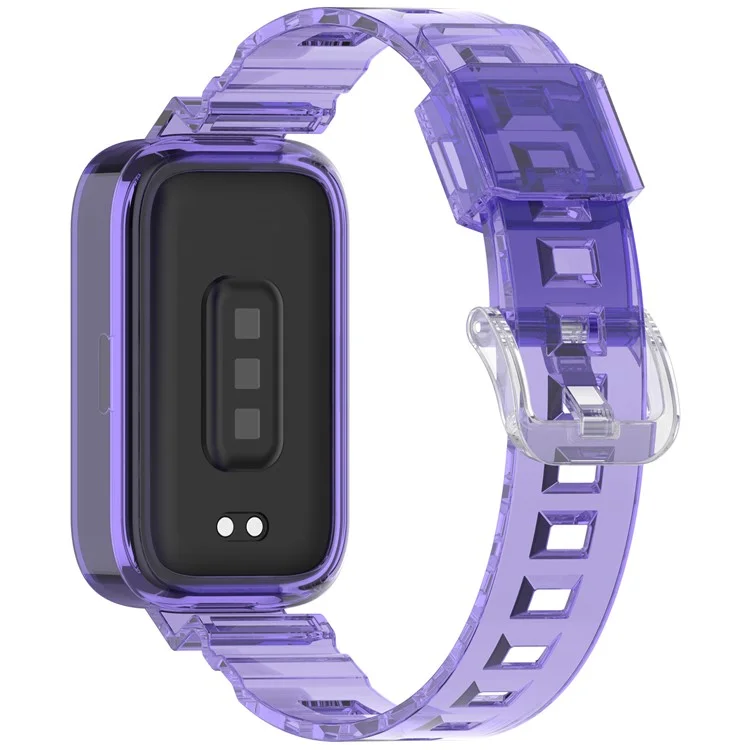 For Xiaomi Redmi Band 3 / Smart Band 9 Active Transparent Color Changing TPU Watch Band Integrated with Case - Starry Purple