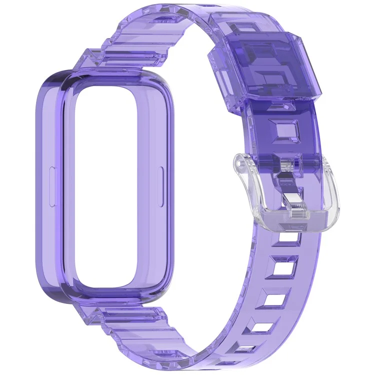 For Xiaomi Redmi Band 3 / Smart Band 9 Active Transparent Color Changing TPU Watch Band Integrated with Case - Starry Purple