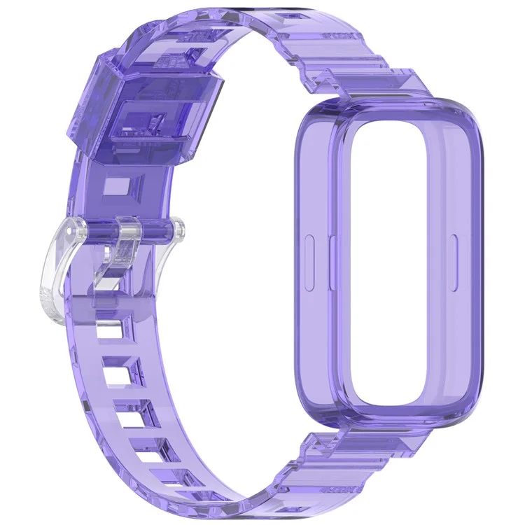 For Xiaomi Redmi Band 3 / Smart Band 9 Active Transparent Color Changing TPU Watch Band Integrated with Case - Starry Purple
