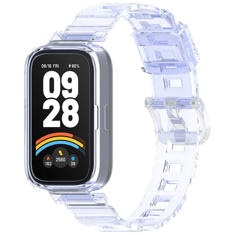 For Xiaomi Redmi Band 3 / Smart Band 9 Active Transparent Color Changing TPU Watch Band Integrated with Case - Starry Purple