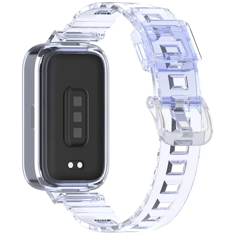 For Xiaomi Redmi Band 3 / Smart Band 9 Active Transparent Color Changing TPU Watch Band Integrated with Case - Starry Purple