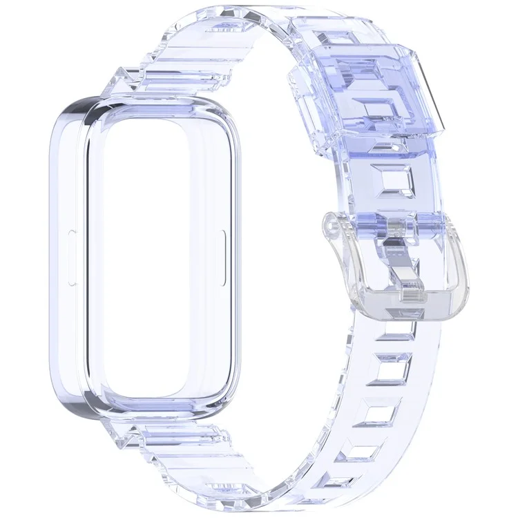 For Xiaomi Redmi Band 3 / Smart Band 9 Active Transparent Color Changing TPU Watch Band Integrated with Case - Starry Purple