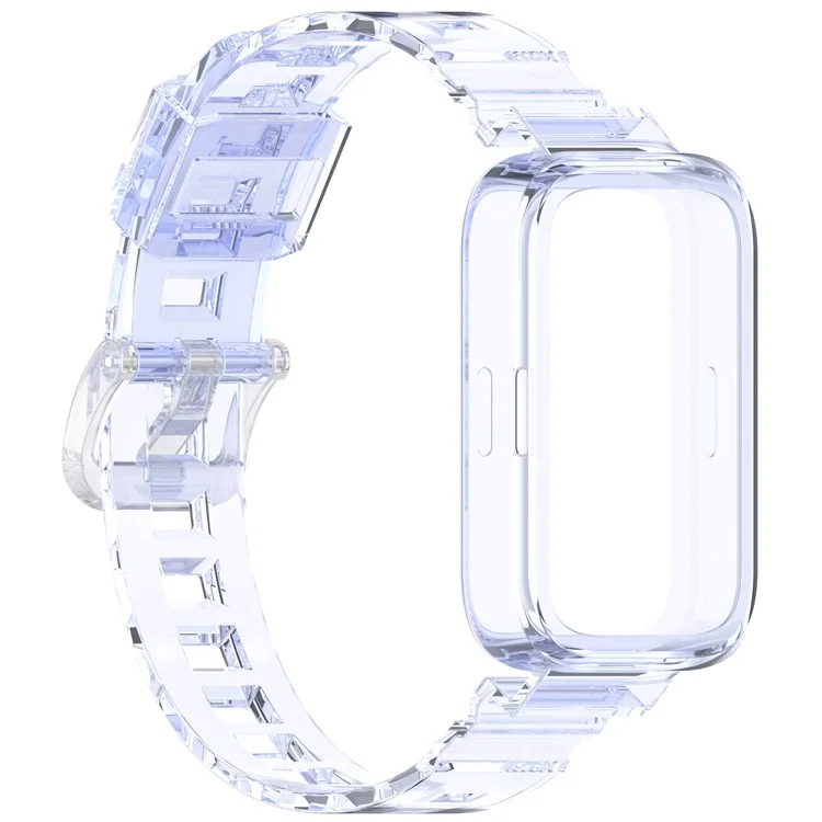 For Xiaomi Redmi Band 3 / Smart Band 9 Active Transparent Color Changing TPU Watch Band Integrated with Case - Starry Purple