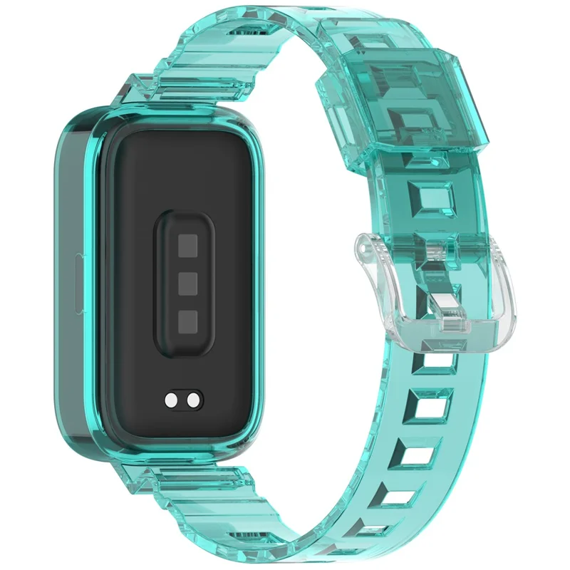 For Xiaomi Redmi Band 2 / Smart Band 8 Active Transparent Color Changing TPU Watch Band Integrated with Case - Blue