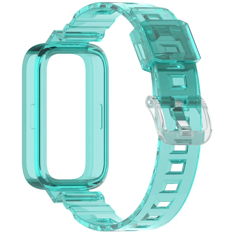 For Xiaomi Redmi Band 2 / Smart Band 8 Active Transparent Color Changing TPU Watch Band Integrated with Case - Blue