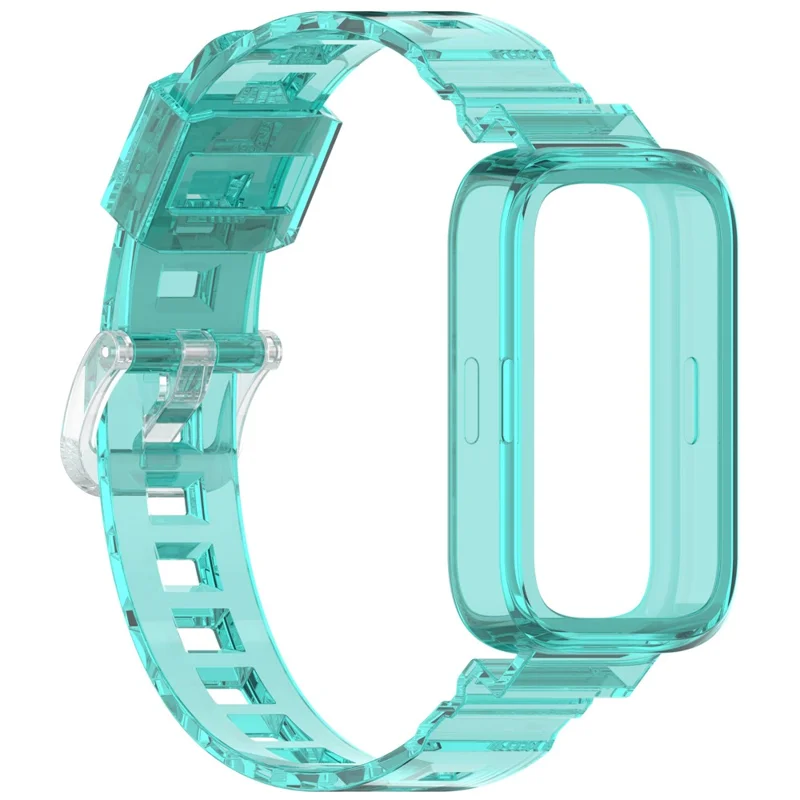 For Xiaomi Redmi Band 2 / Smart Band 8 Active Transparent Color Changing TPU Watch Band Integrated with Case - Blue