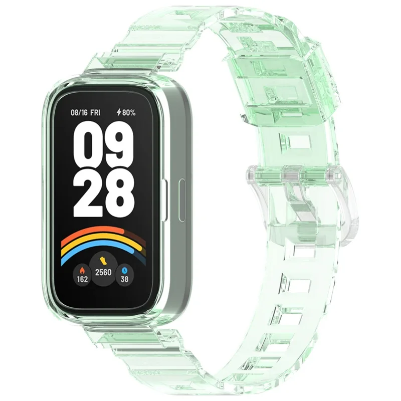 For Xiaomi Redmi Band 2 / Smart Band 8 Active Transparent Color Changing TPU Watch Band Integrated with Case - Blue