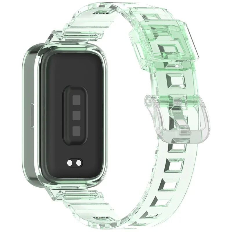 For Xiaomi Redmi Band 2 / Smart Band 8 Active Transparent Color Changing TPU Watch Band Integrated with Case - Blue