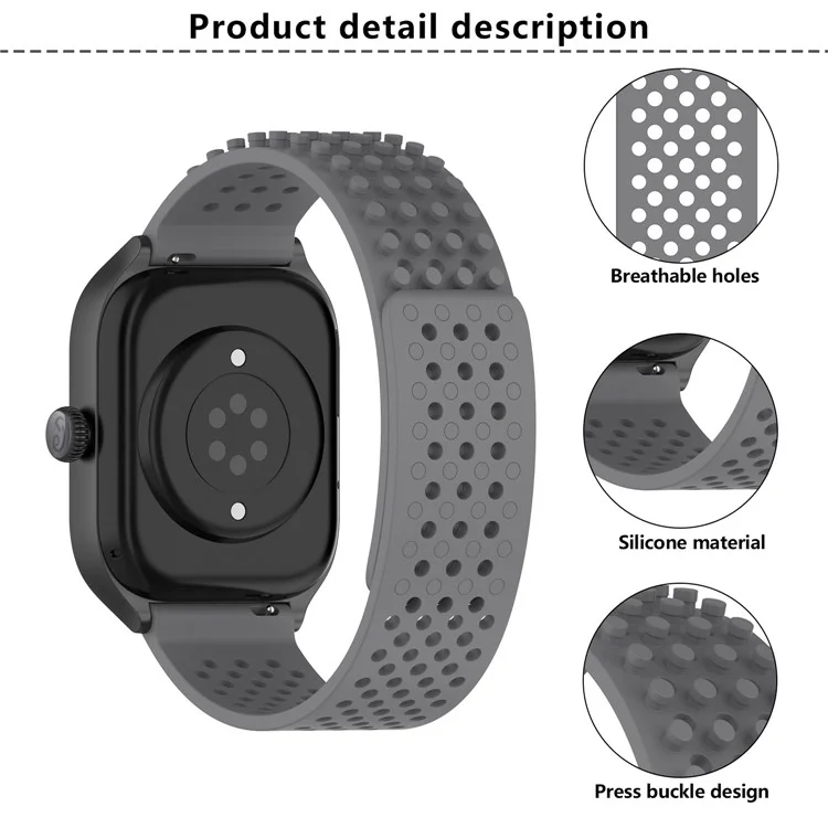 KALEBOL 20mm Силиконовый ремешок для Samsung Galaxy Watch6 Classic 47mm / 43mm / Huawei Watch GT 3 Pro 43mm Плоский тип Push Watch Band - Серый