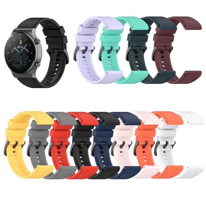 22mm Soft Silicone Watch Strap for Huawei Watch GT 2 Pro - Black