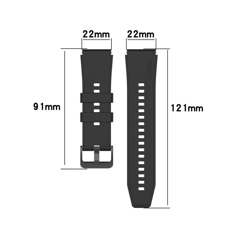 22mm Soft Silicone Watch Strap for Huawei Watch GT 2 Pro - Black
