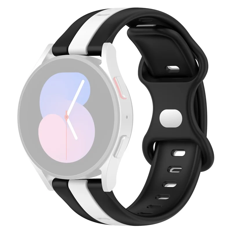 KALEBOL 20mm Dual Color Silicone Strap for Samsung Galaxy Watch6 Classic 47mm / 43mm / Huawei Watch GT 3 Pro 43mm Watch Band - Black+White