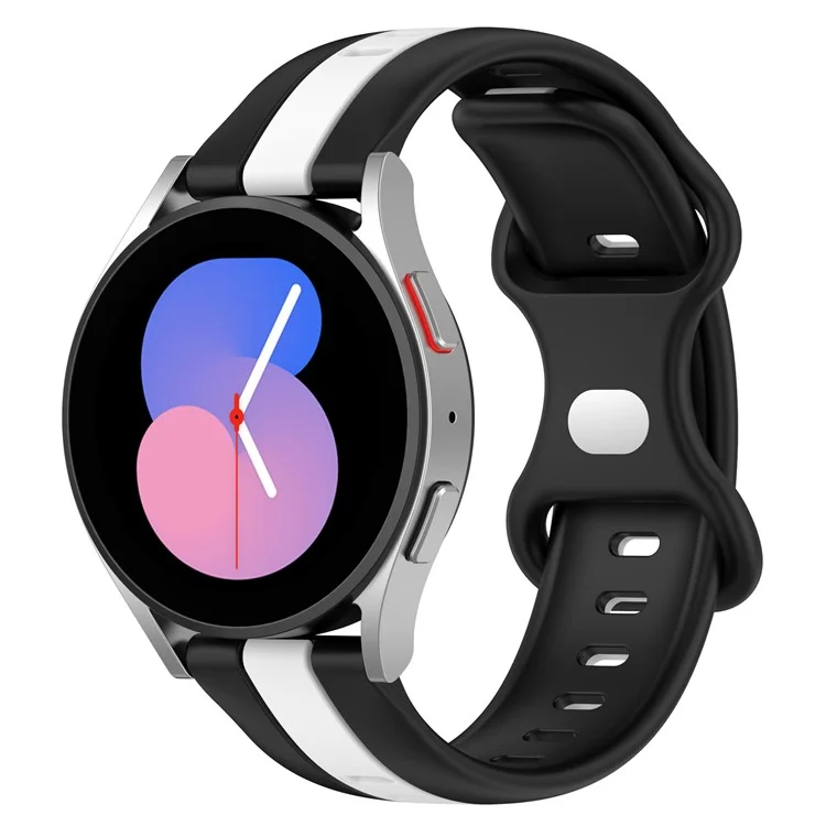 KALEBOL 20mm Dual Color Silicone Strap for Samsung Galaxy Watch6 Classic 47mm / 43mm / Huawei Watch GT 3 Pro 43mm Watch Band - Black+White