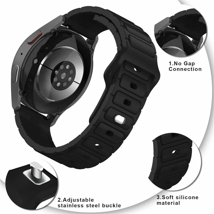 Pulseira de relógio de silicone KALEBOL 20mm para Samsung Galaxy Watch6 Classic 47mm / 43mm / Huawei Watch GT 3 Pro 43mm Pulseira de relógio em forma de I - Preto