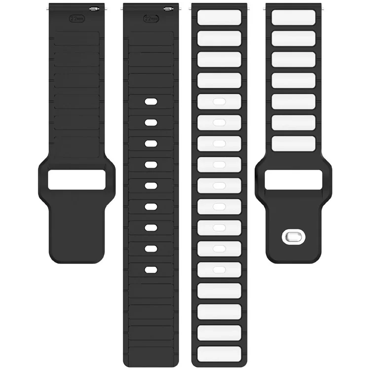 KALEBOL 22mm Dual Color Silikonarmband für Samsung Galaxy Watch3 45mm / Huawei Watch GT 5 46mm / GT 5 Pro 46mm Armband - Schwarz+Weiß