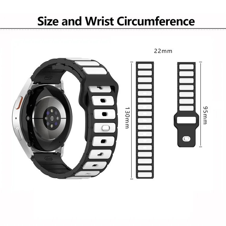 KALEBOL 22mm Dual Color Silikonarmband für Samsung Galaxy Watch3 45mm / Huawei Watch GT 5 46mm / GT 5 Pro 46mm Armband - Schwarz+Weiß