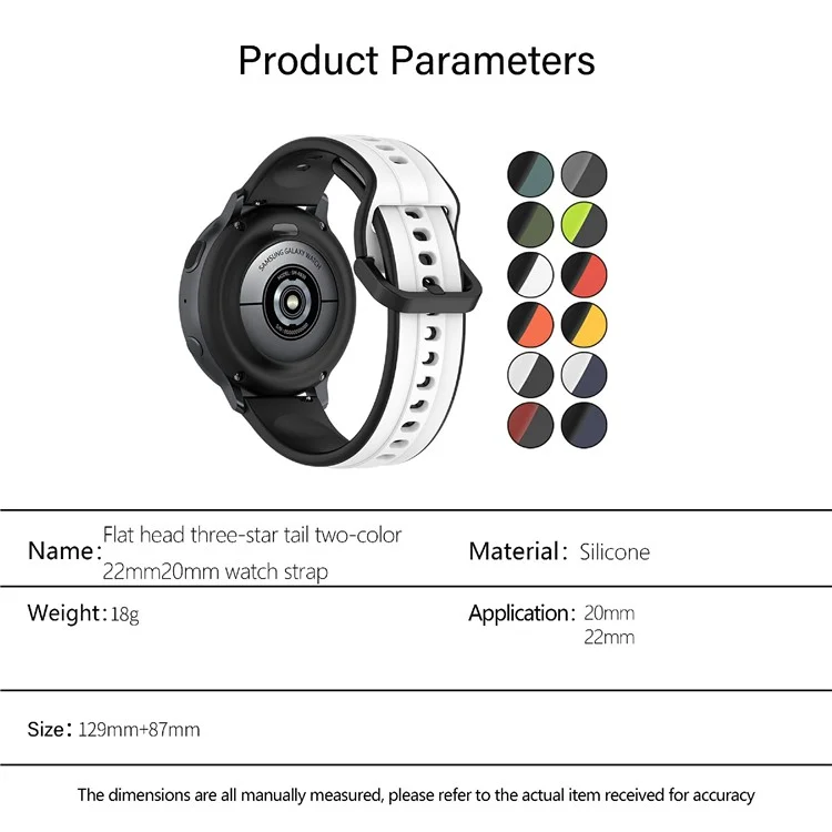 Pulseira de silicone de 20 mm KALEBOL para Samsung Galaxy Watch6 Classic 47mm / 43mm / Huawei Watch GT 3 Pro 43mm Dual Color - Branco+Preto