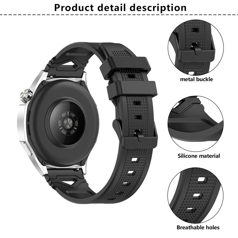 KALEBOL 22mm Dot Pattern Silicone Strap for Samsung Galaxy Watch3 45mm / Huawei Watch GT 5 46mm / GT 5 Pro 46mm Watch Band - Black