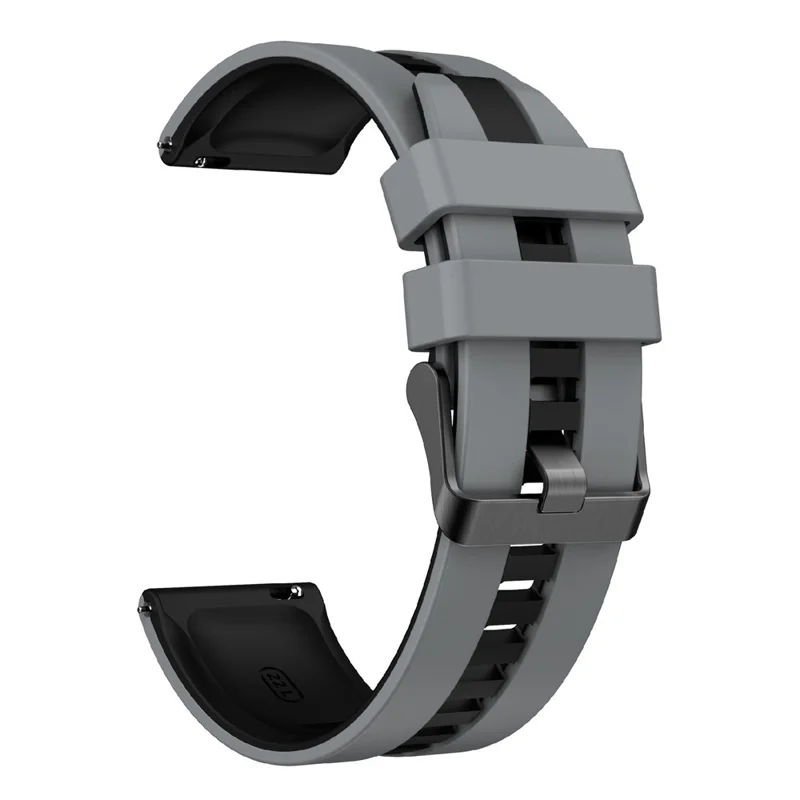 KALEBOL 22mm Dual Color Silicone Strap for Samsung Galaxy Watch3 45mm / Huawei Watch GT 5 46mm / GT 5 Pro 46mm Watch Band - Dark Grey+Black