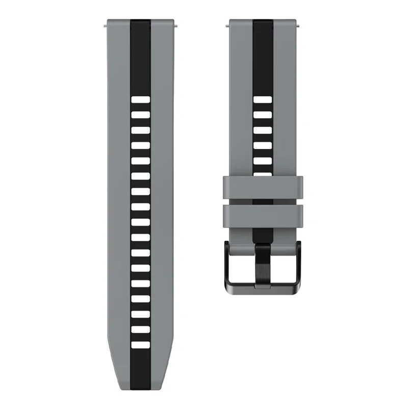 KALEBOL 22mm Dual Color Silicone Strap for Samsung Galaxy Watch3 45mm / Huawei Watch GT 5 46mm / GT 5 Pro 46mm Watch Band - Dark Grey+Black
