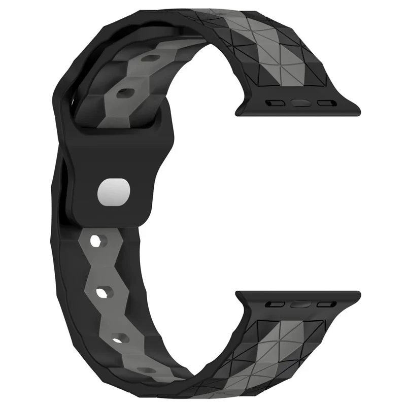 KALEBOL Football Pattern Silicone Strap for Apple Watch Series 10 9 8 7 SE 6 5 4 3 2 1 42mm 41mm 40mm 38mm Watch Band - Black+Grey