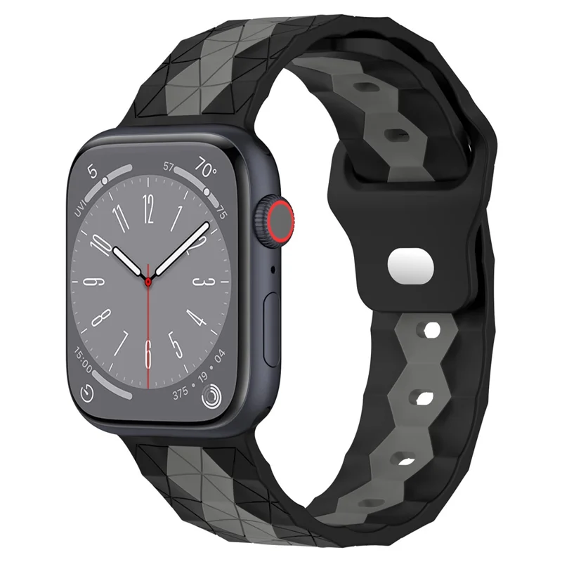 KALEBOL Football Pattern Silicone Strap for Apple Watch Series 10 9 8 7 SE 6 5 4 3 2 1 42mm 41mm 40mm 38mm Watch Band - Black+Grey