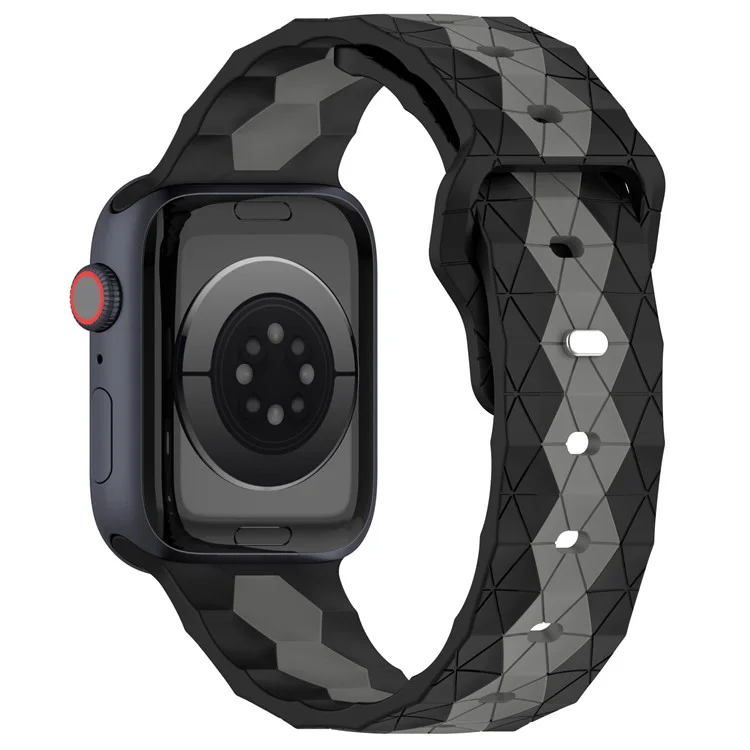 KALEBOL Bracelet en silicone à motif de football pour Apple Watch Series 10 Ultra 9 8 7 SE 6 5 4 3 2 1 46mm 49mm 45mm 44mm 42mm - Noir+Gris