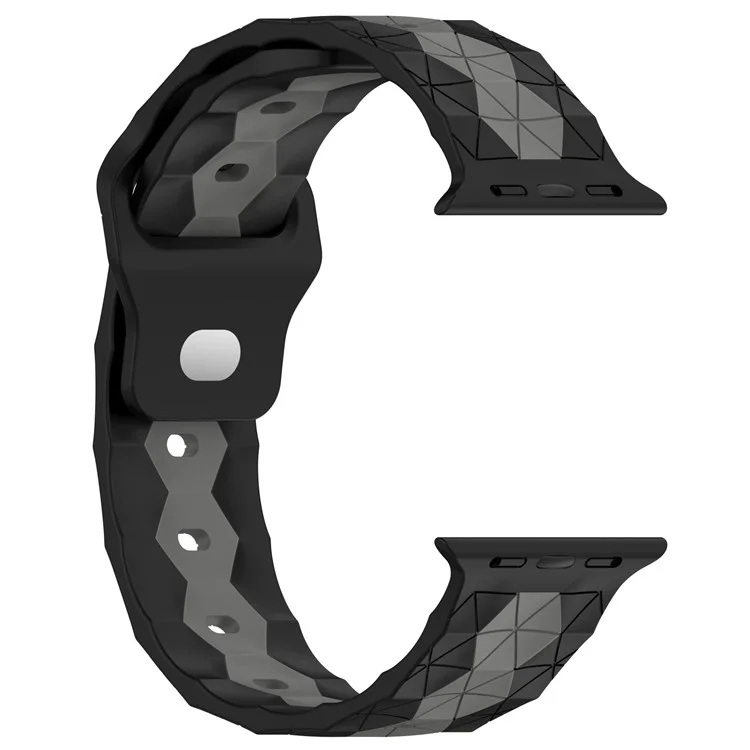 KALEBOL Bracelet en silicone à motif de football pour Apple Watch Series 10 Ultra 9 8 7 SE 6 5 4 3 2 1 46mm 49mm 45mm 44mm 42mm - Noir+Gris