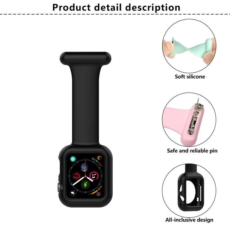 Pulseira de Relógio KALEBOL com Broche para Apple Watch Series 10 Ultra 9 8 7 SE 6 5 4 3 2 1 46mm 49mm 45mm 44mm 42mm Pulseira de Relógio de Silicone - Preto