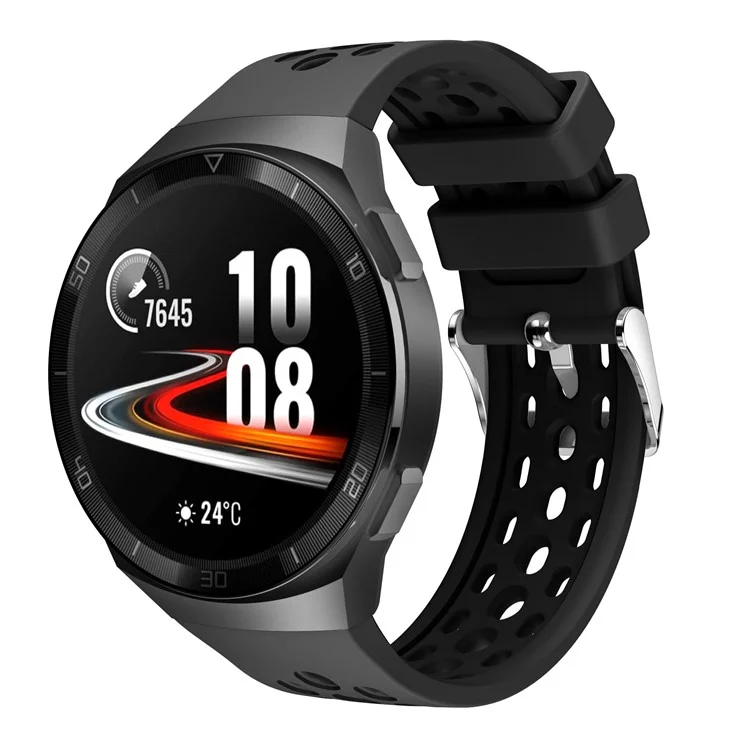Pulseira de Silicone Macio Bicolor para Huawei Watch GT 2e - Preto/Preto