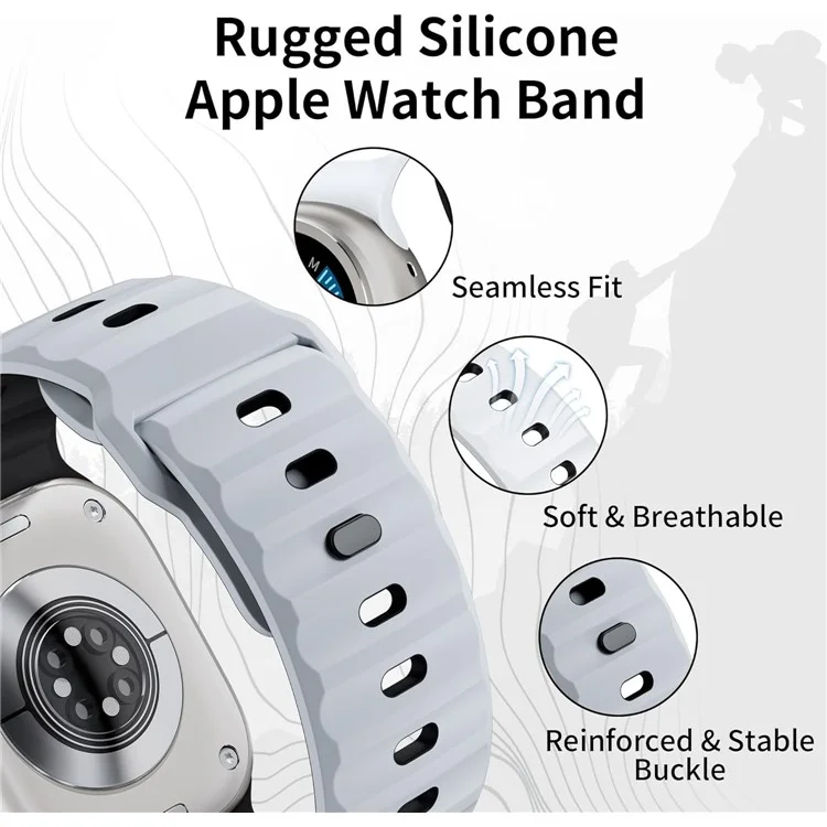 KALEBOL Mecha Silicone Strap for Apple Watch Series 10 Ultra 9 8 7 SE 6 5 4 3 2 1 46mm 49mm 45mm 44mm 42mm Dual Color Watch Band - White+Black