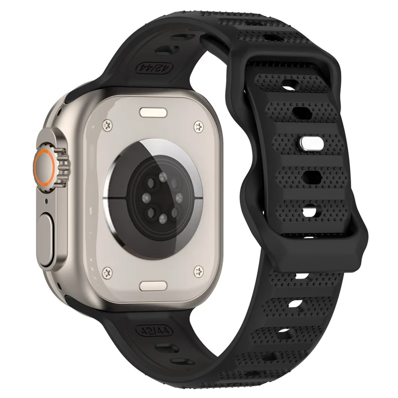 KALEBOL Dots Silicone Strap for Apple Watch Series 10 Ultra 9 8 7 SE 6 5 4 3 2 1 46mm 49mm 45mm 44mm 42mm Reverse Buckle Watch Band - Black